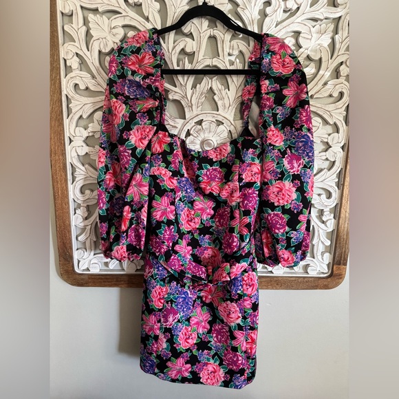 BLOGGERS FAVE NWOT ZARA Purple Pink Sheath Dress with Puff Sleeves - Picture 9 of 16